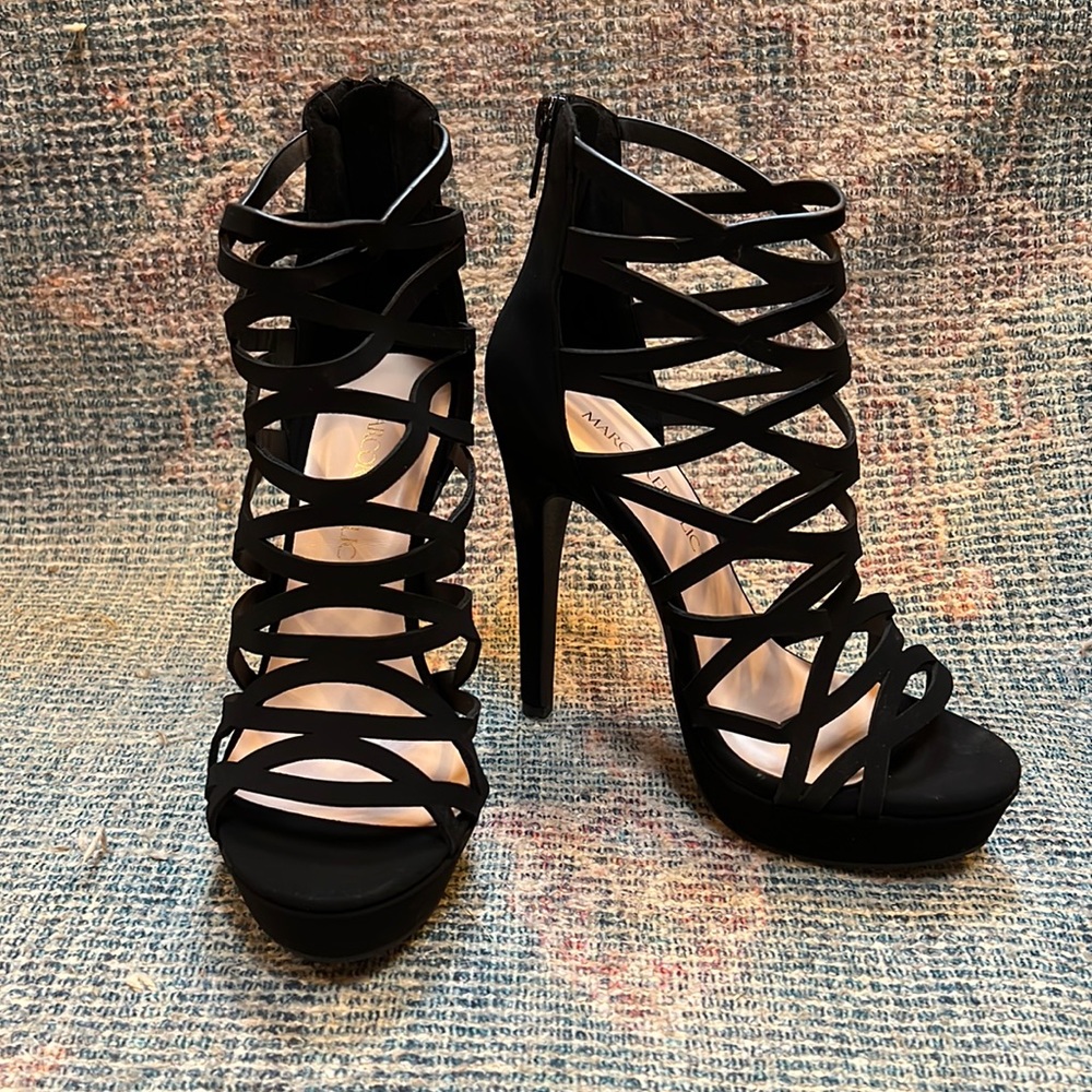 Black Strappy Ankle Heels Size 5 1/2 Never Worn